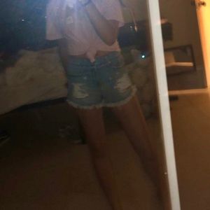 Light medium wash ripped shorts